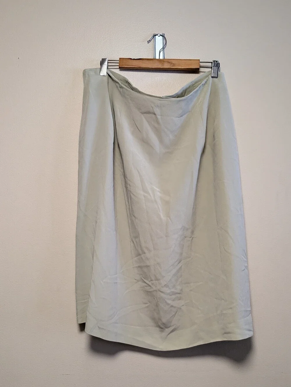Rena Rowan 100% Silk Straight Skirt Sage Green Size 24W